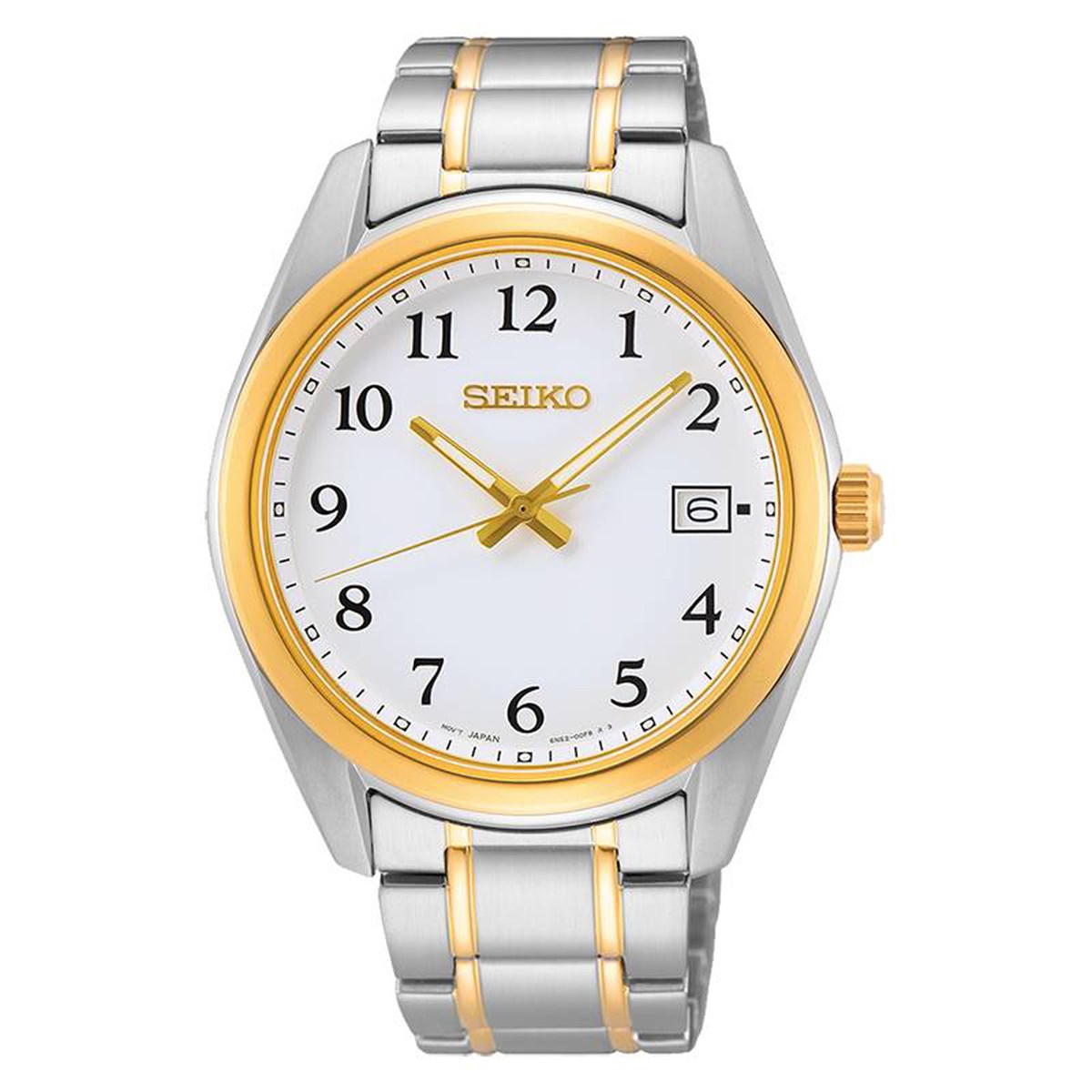 Montre Seiko classique acier bicolore cadran blanc