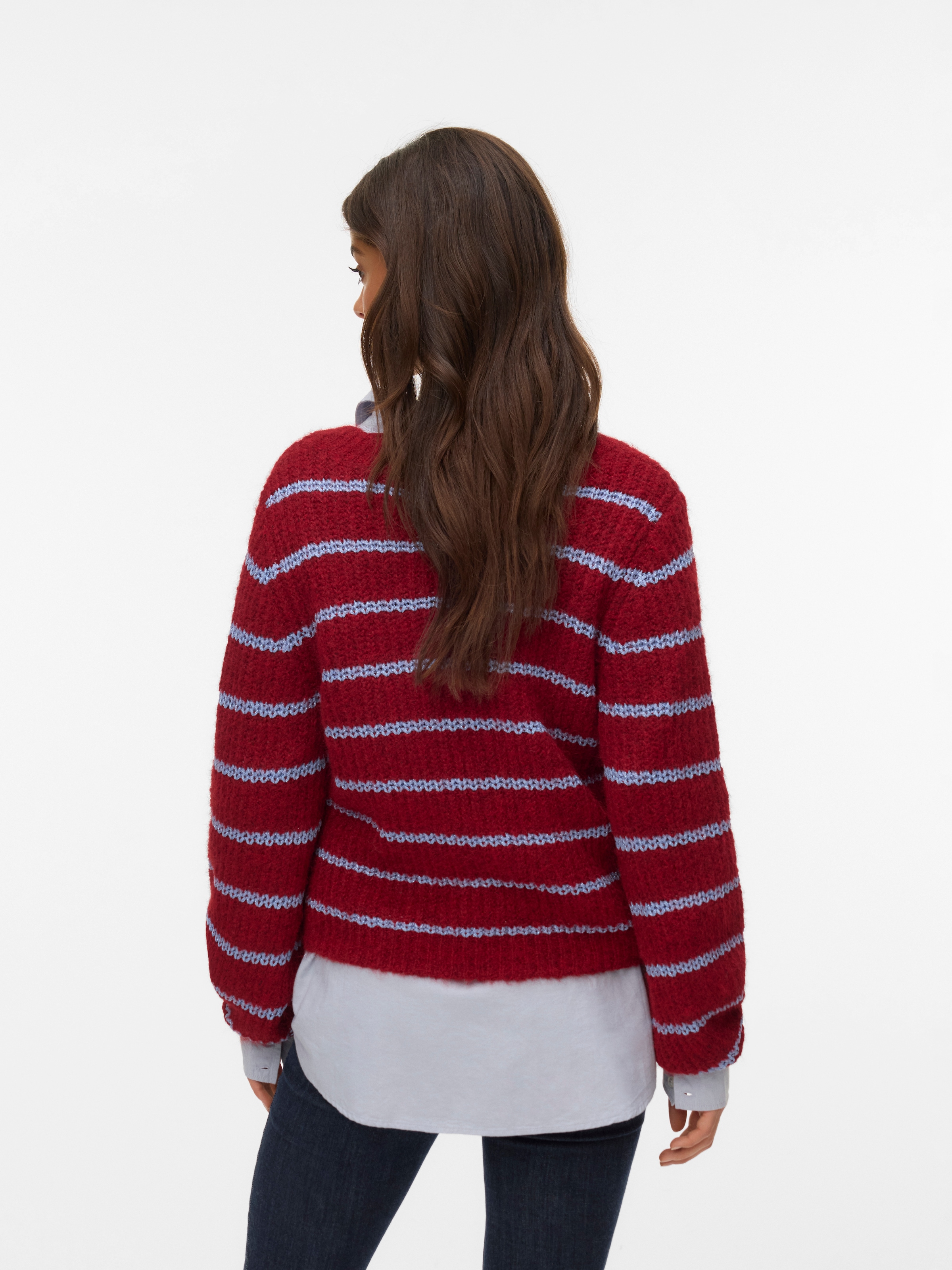 Vero Moda V-Ausschnitt-Pullover »VMAWESOME SHINE LS V-NCK STRIPE PULL BOO«, mit Glitzer-Effekt