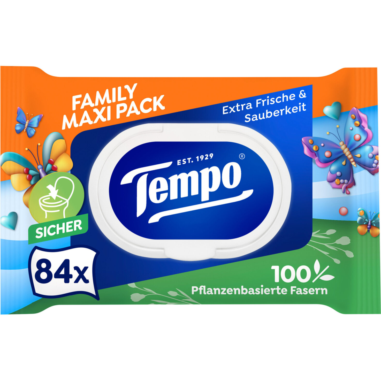 Tempo Feuchtes Toilettenpapier Family Maxi Pack 84 Tücher