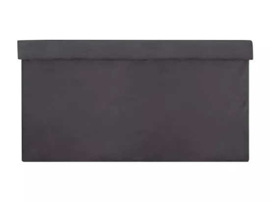 2 en 1 Pouf pliant double et coffre de rangement Velours Gris foncé 76 x H 38 cm
