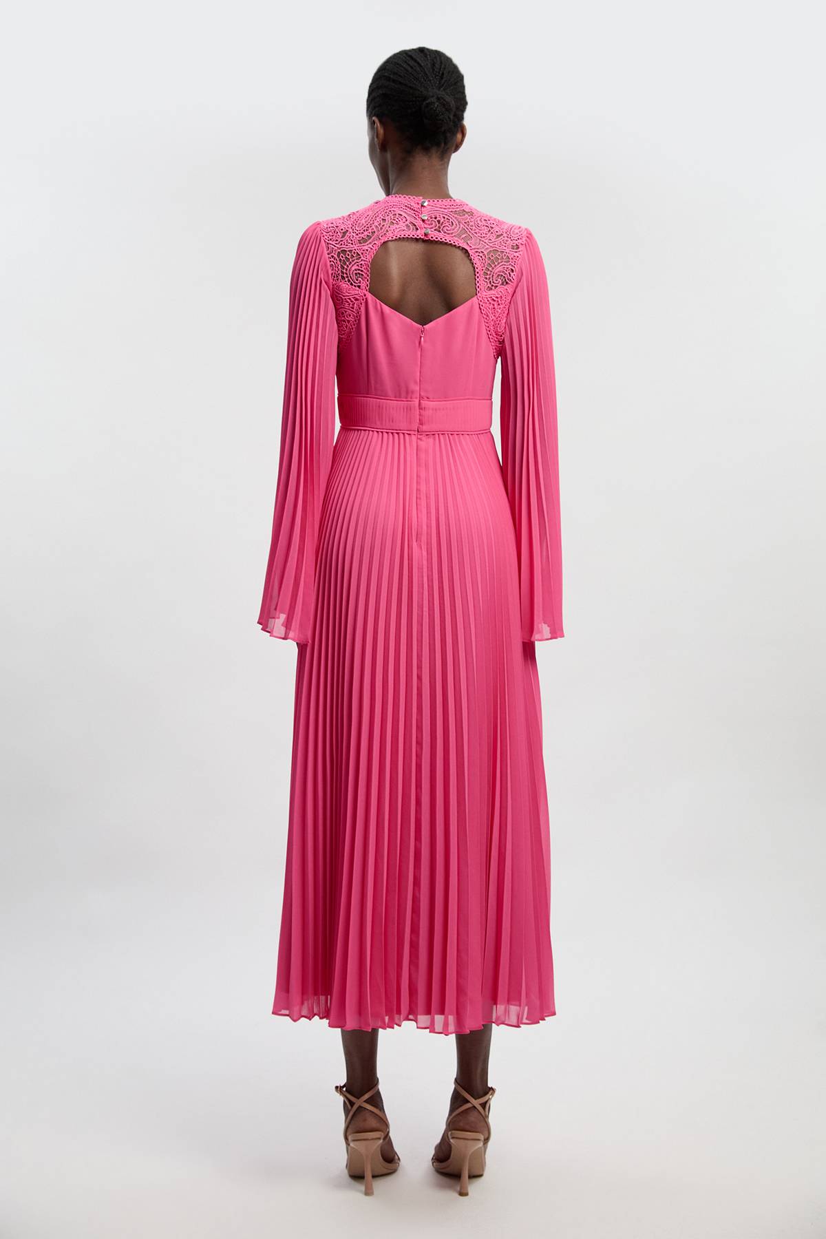 KarenMillen Robe Longue Plissée En Tissu Tissé Doux À Manches Kimono Petite Taille
