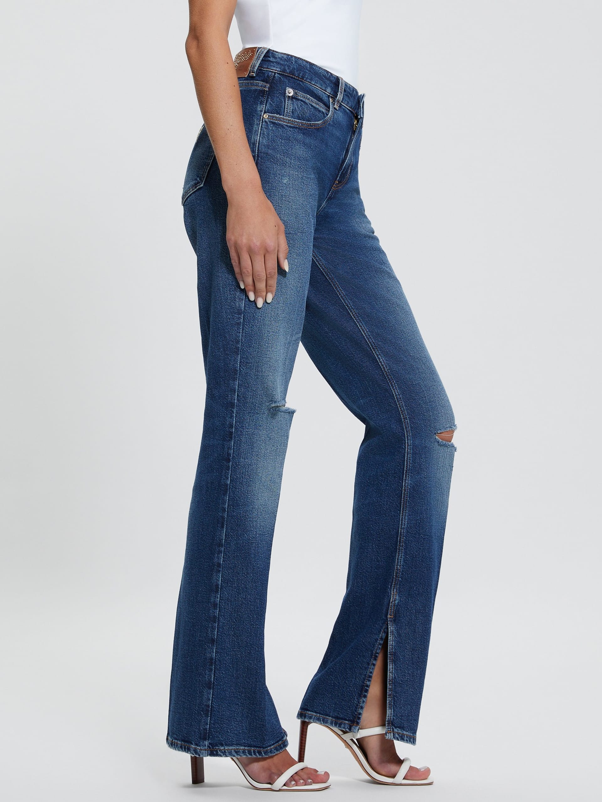 Calça jeans Eco Paulette Flare com fenda