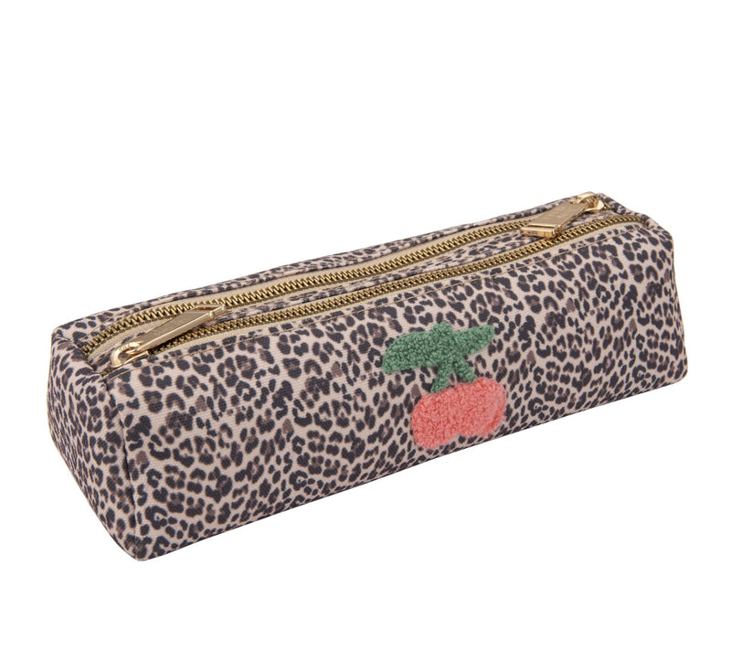 Pencil Case Double -  Leopard Cherry