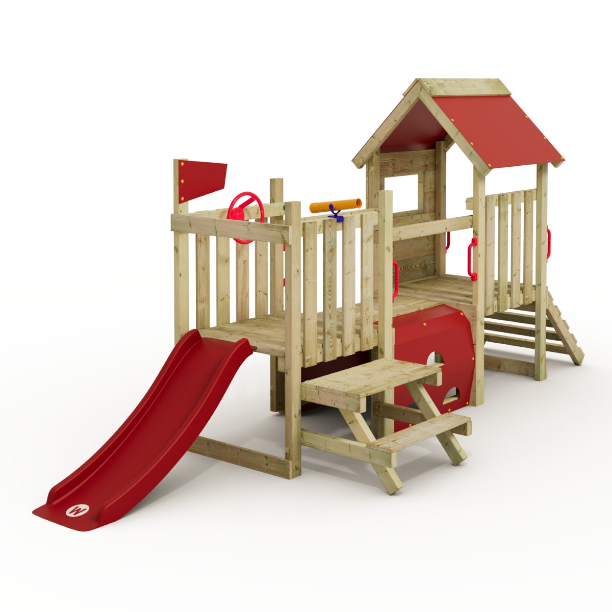 WICKEY Peuter Klimtoren Mijn Eerste Speeltuin 1 met Glijbaan - Rood