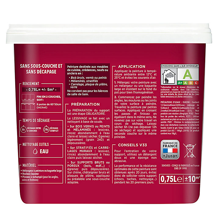 Peinture de rénovation meuble cuisine V33 taupe satin 750ml