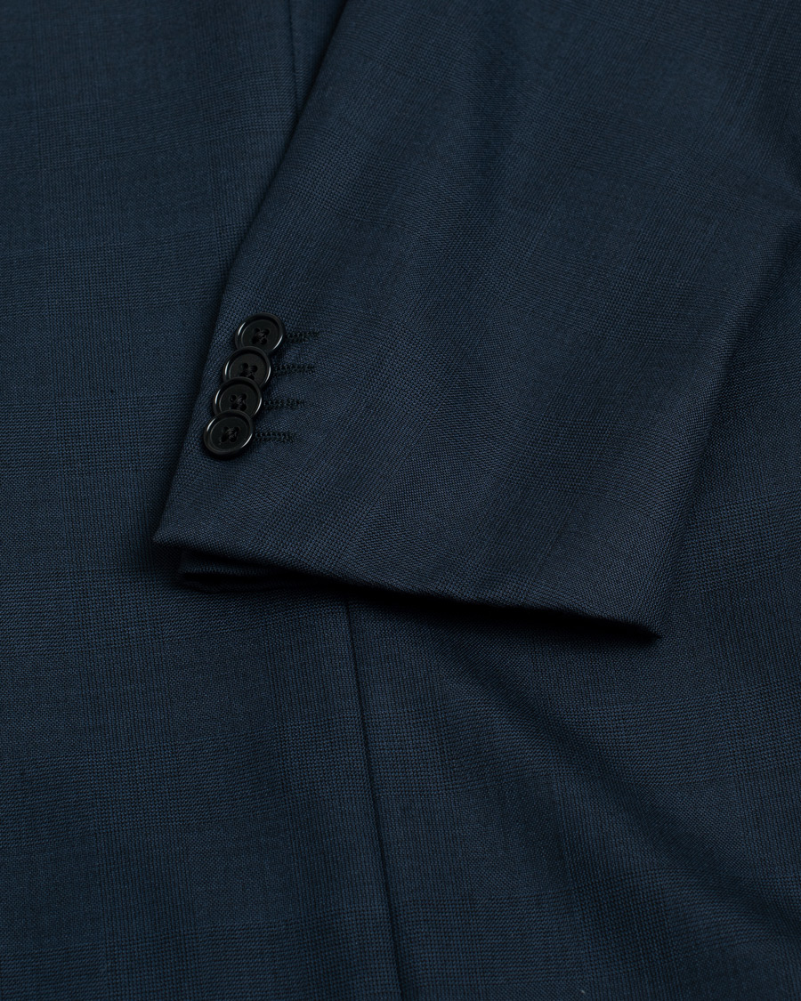 Caruso Check Wool Suit Navy 46