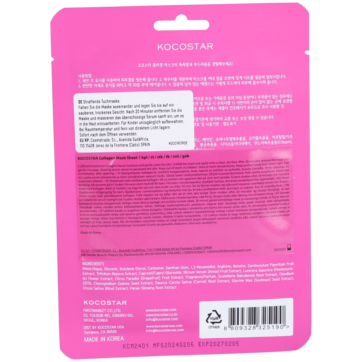 KOCOSTAR Vegan Collagen Mask