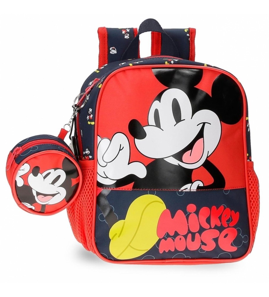 Mochila Joumma Bags Guardera Mickey Mouse Fashion adaptável vermelha