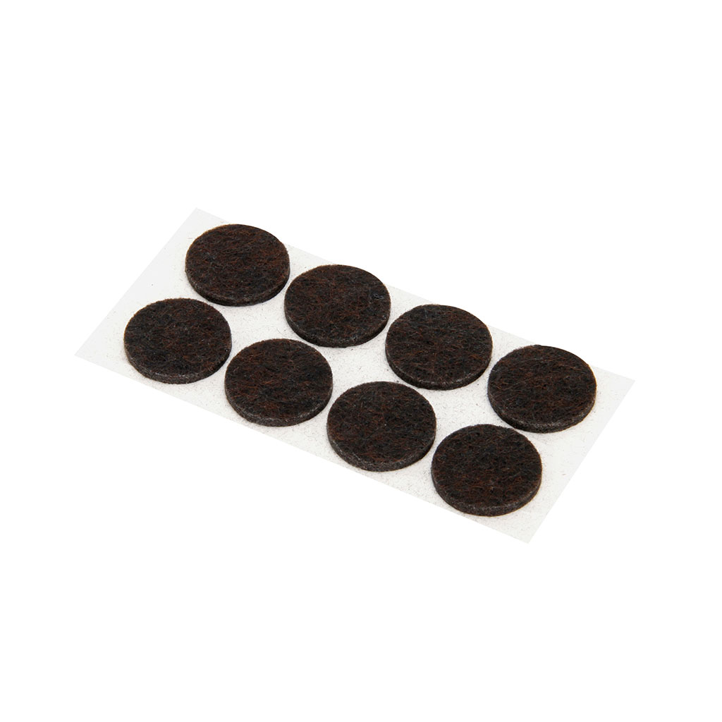 Lot de 8 patins adhésifs ronds feutrine marron D 24mm