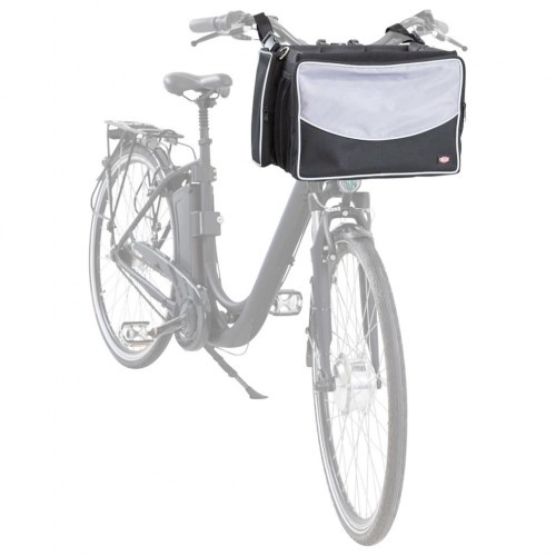 Cesta de bicicleta para animais de estimação, preta e cinza