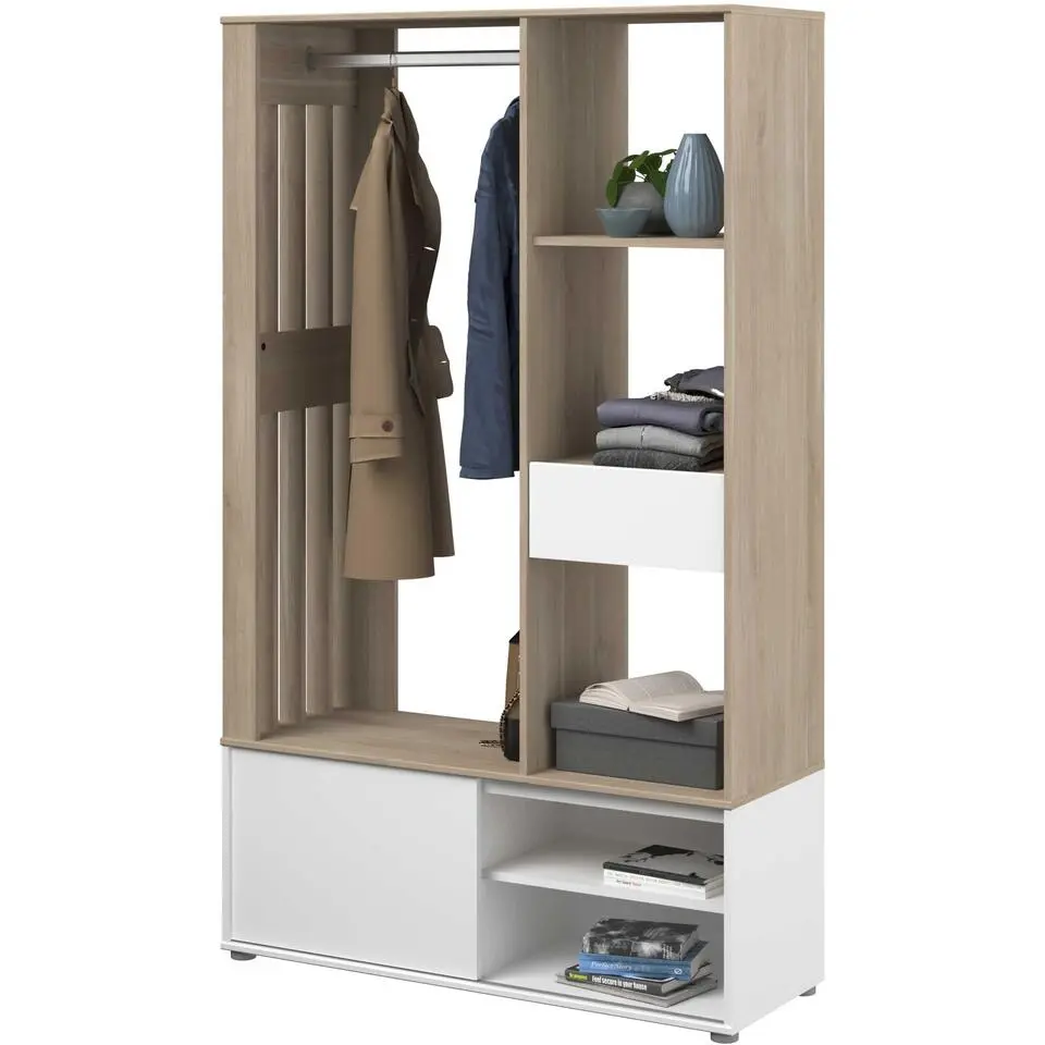 Garderobe Ghislain 1 deur & 1 lade - Japanse eik/wit