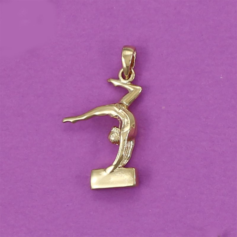 Pendentif GAF gymnaste poutre - Plaqué or