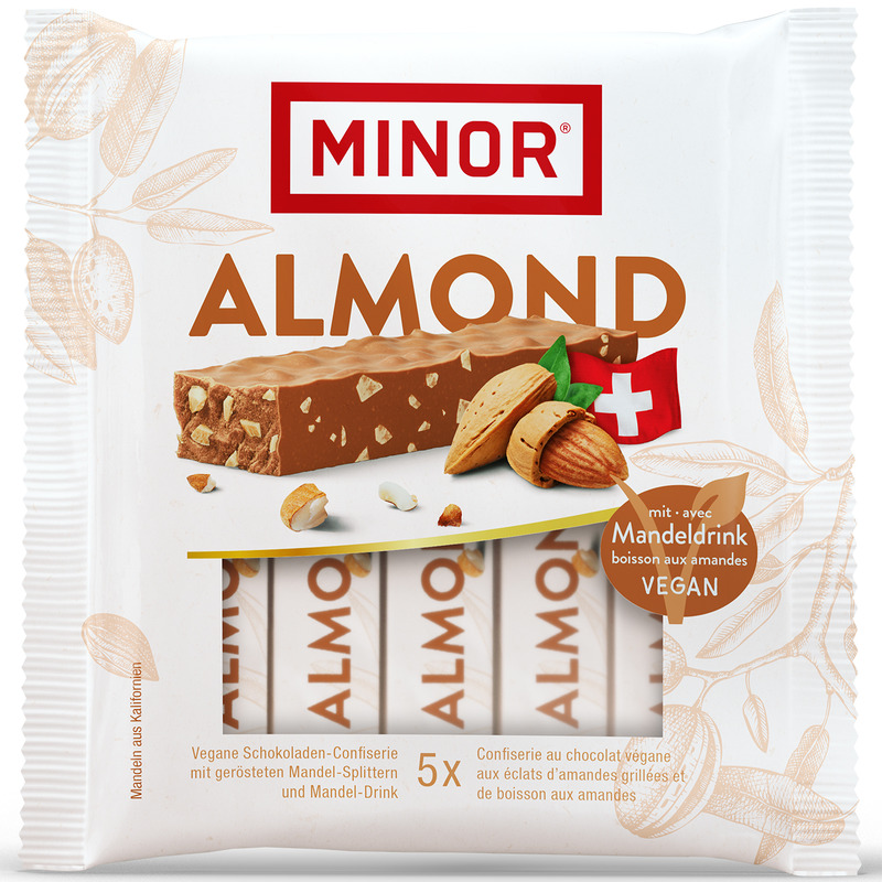 Minor Schokoladenriegel Almond, 22 g, 5 Stück