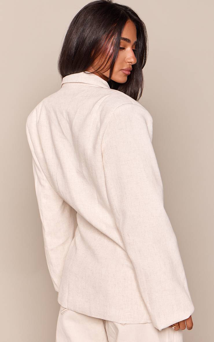Gris Blazer En Lin Beige Clair Avec Lien Latéral