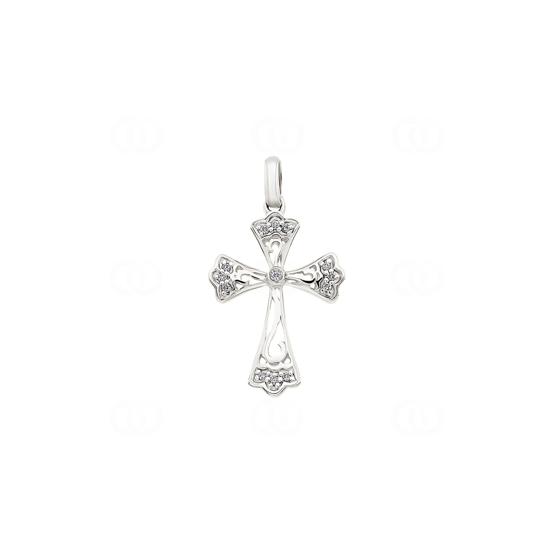 Anhänger 750/18 K Weissgold Kreuz mit Diamanten 0.04 ct H/si