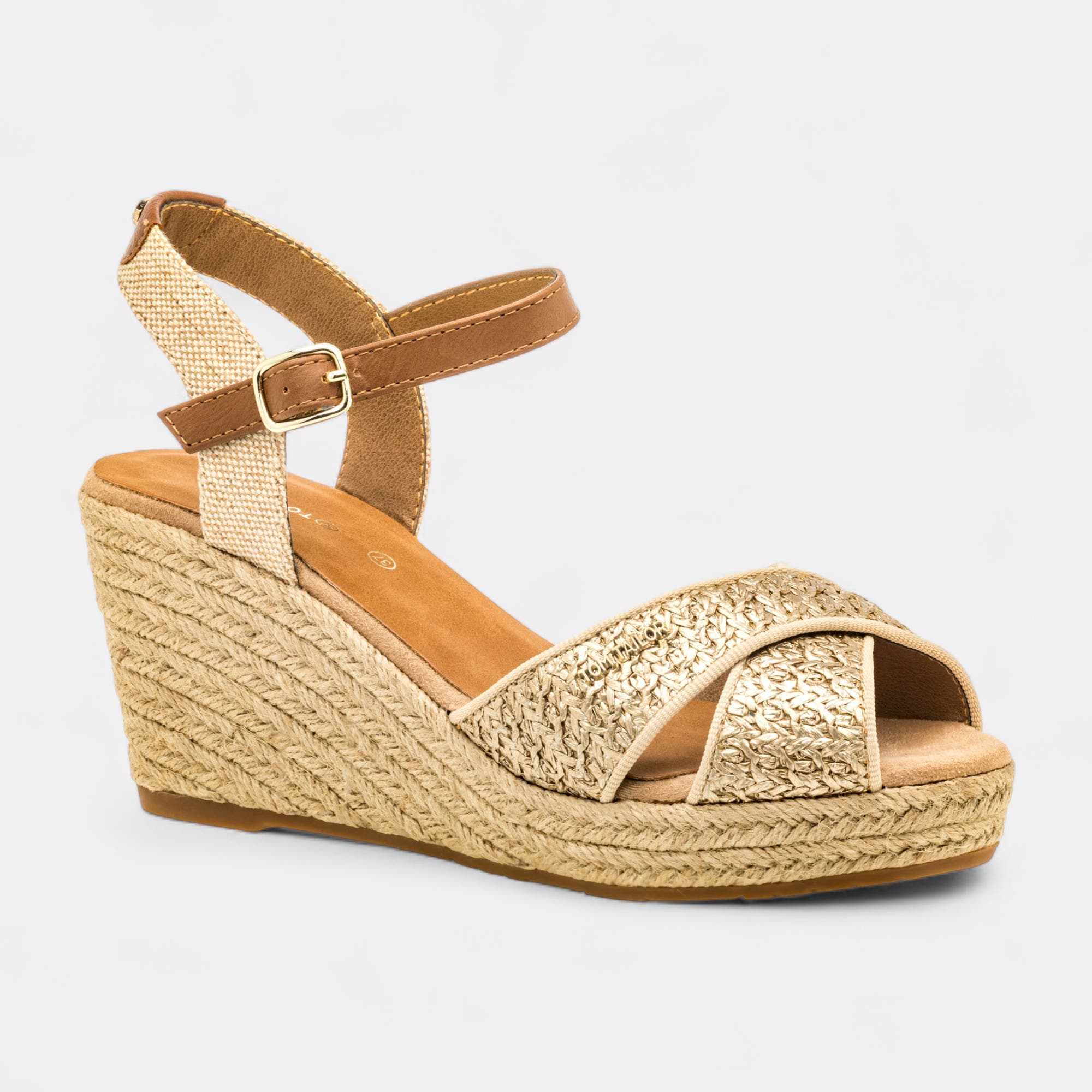Espadrilles à talon compensé Femme or