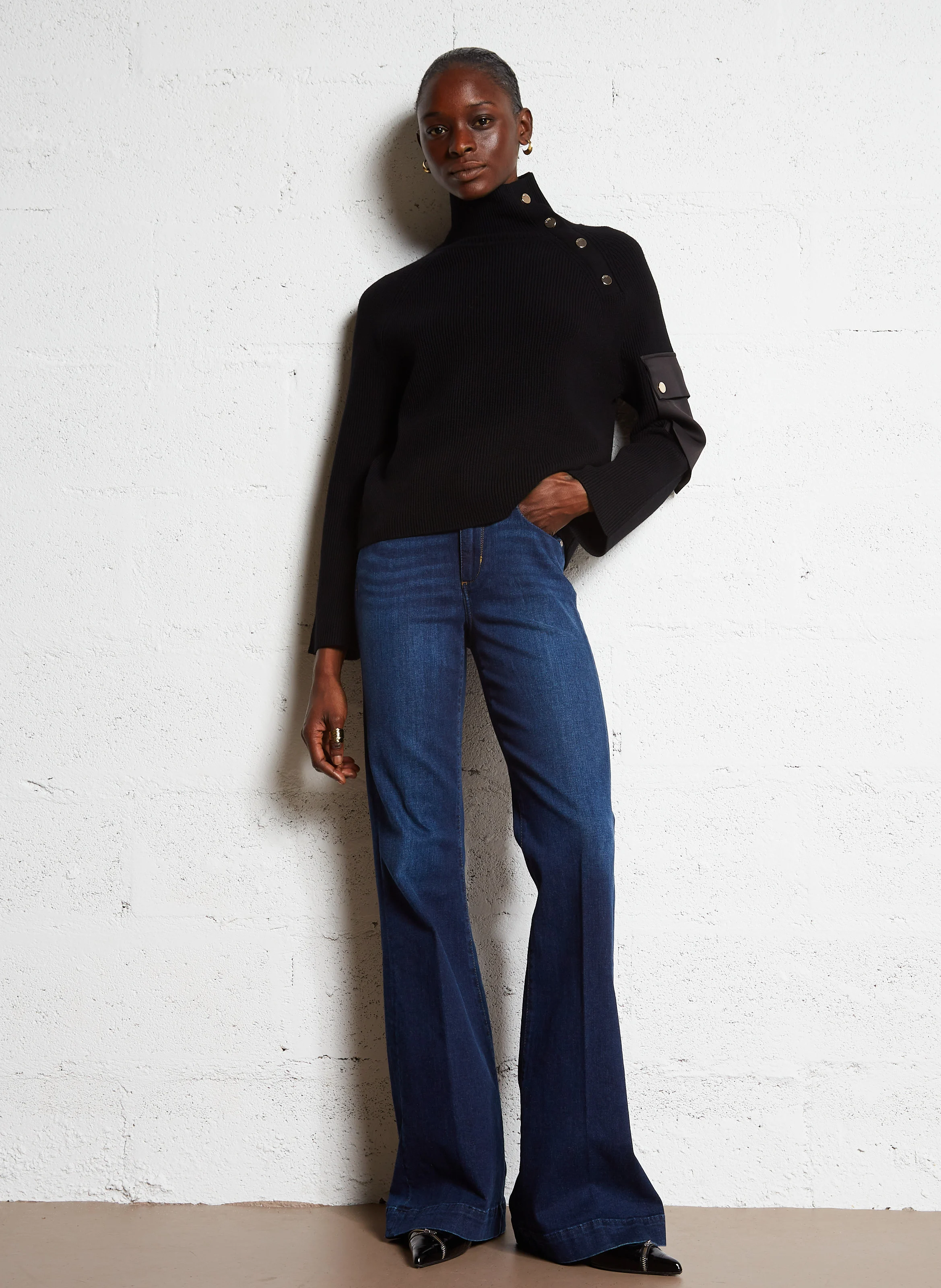 Pull col montant| Noir