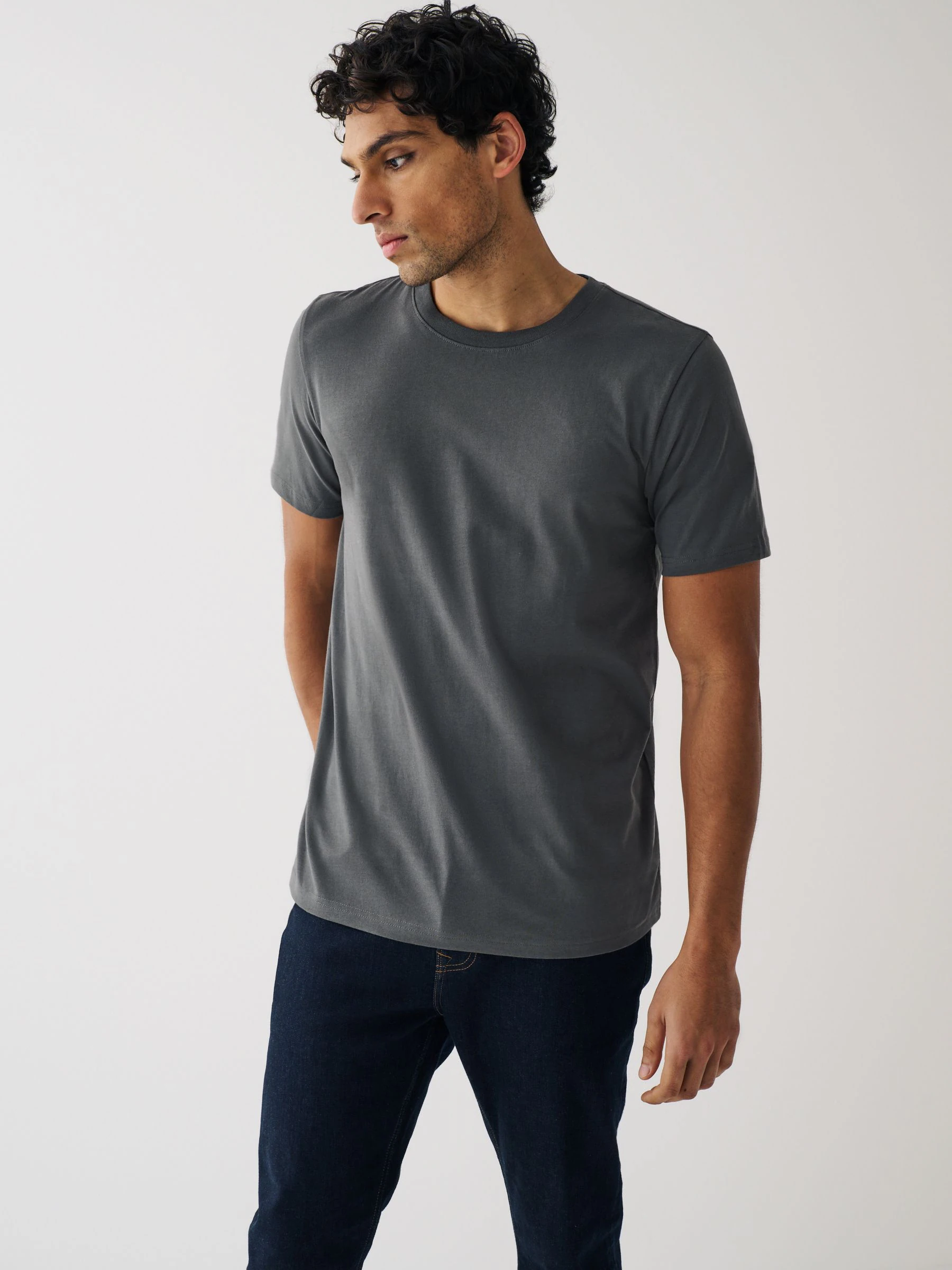 Zwart/leisteen/grijs gemêleerd/wit/marineblauw/blauw - Normale Pasvorm - Essential katoenen T-shirts verpakking van 6