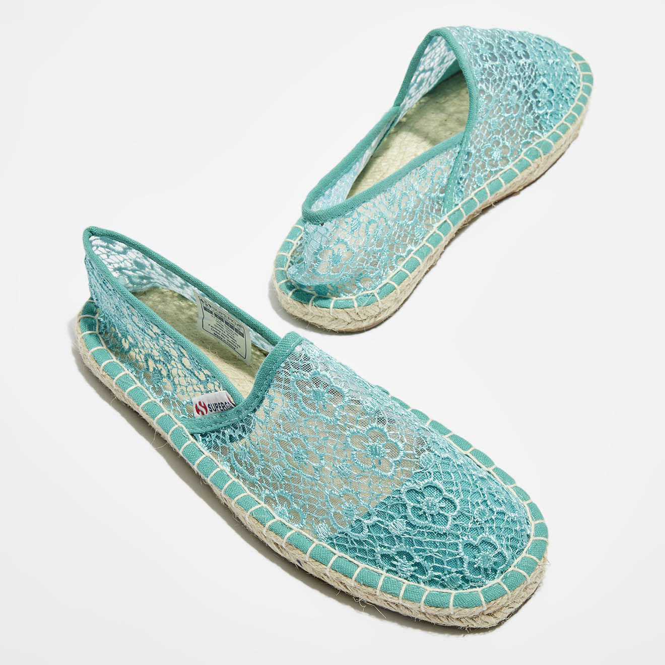 Superga Espadrilles brodées bleu turquoise