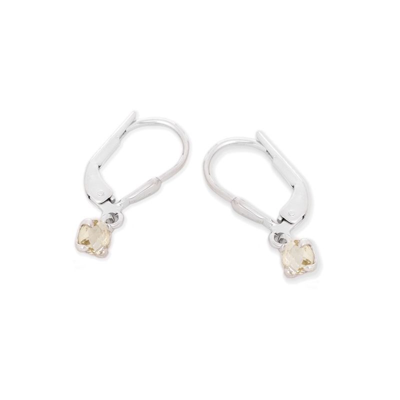 BO Quartz Jaune ronde argent rhodie