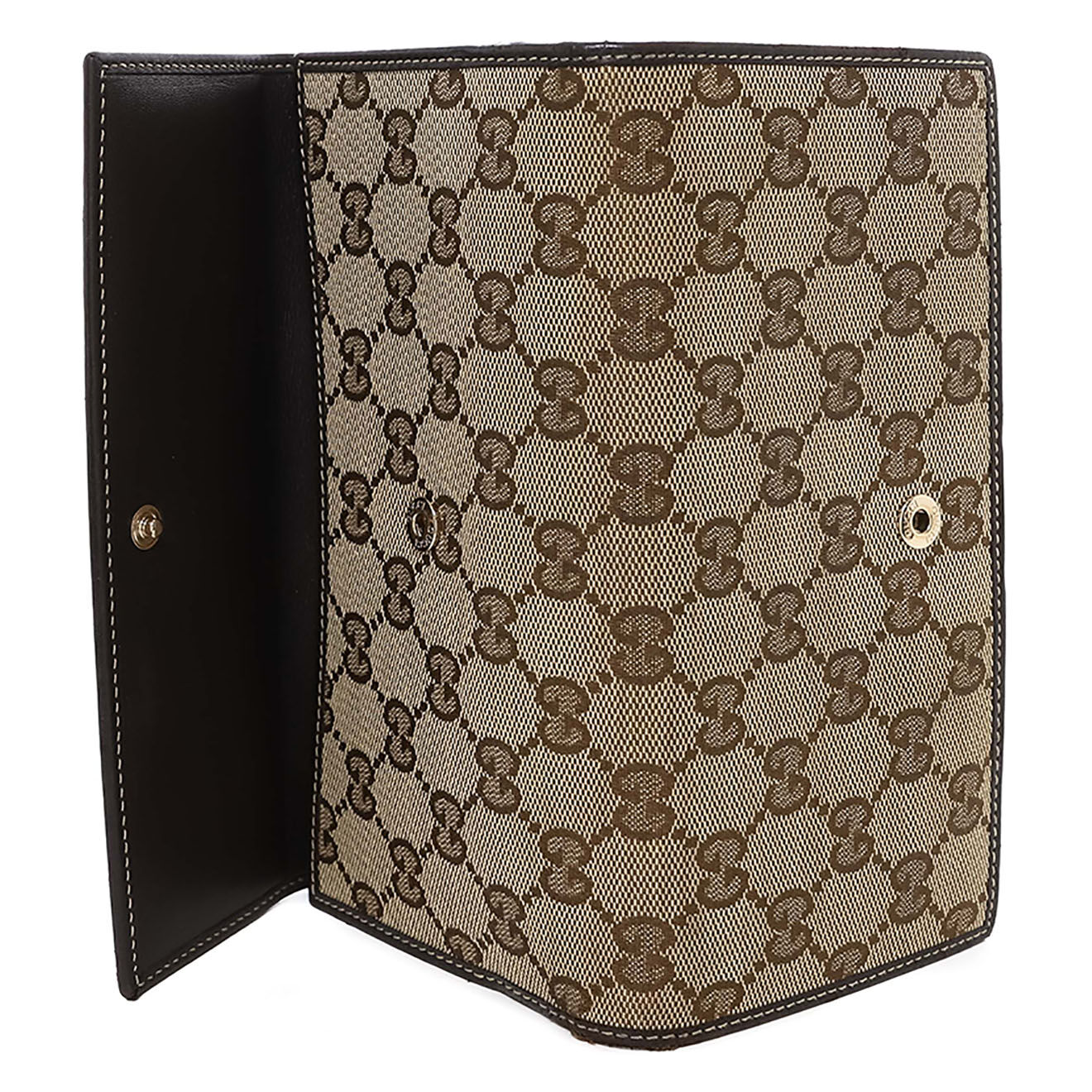 Gucci Portefeuille en Toile & Cuir Monogramme beige - Très bon état - L.20 cm