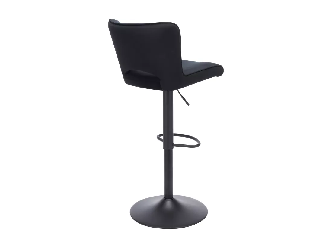 Lot de 2 tabourets de bar en velours et métal - Hauteur réglable - Noir - MIRIALO
