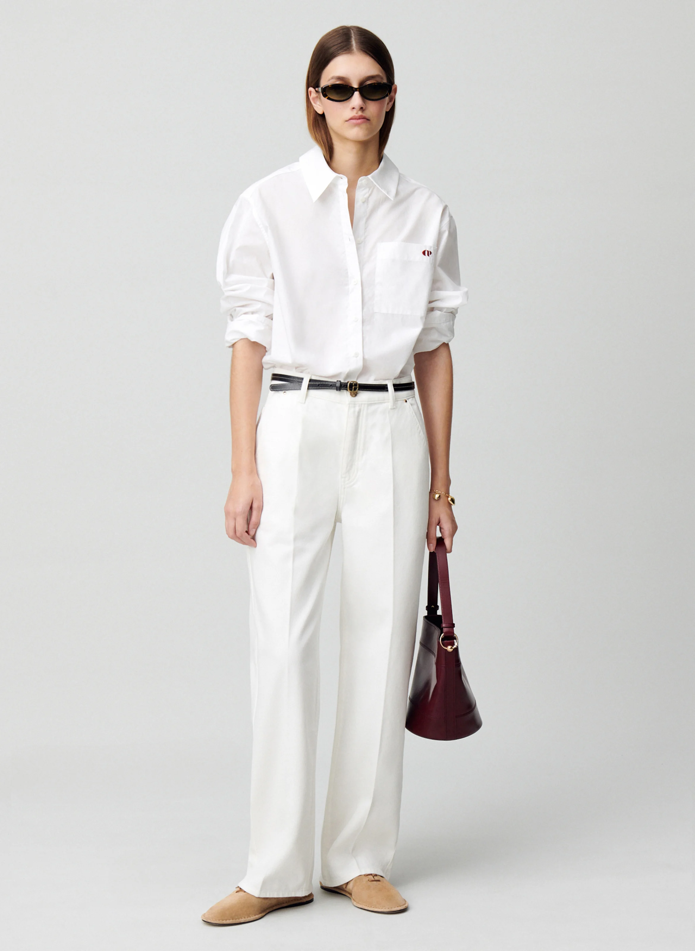 Jean droit en coton | Blanc