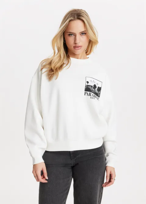 Sweater met print off-white (WIT.O)