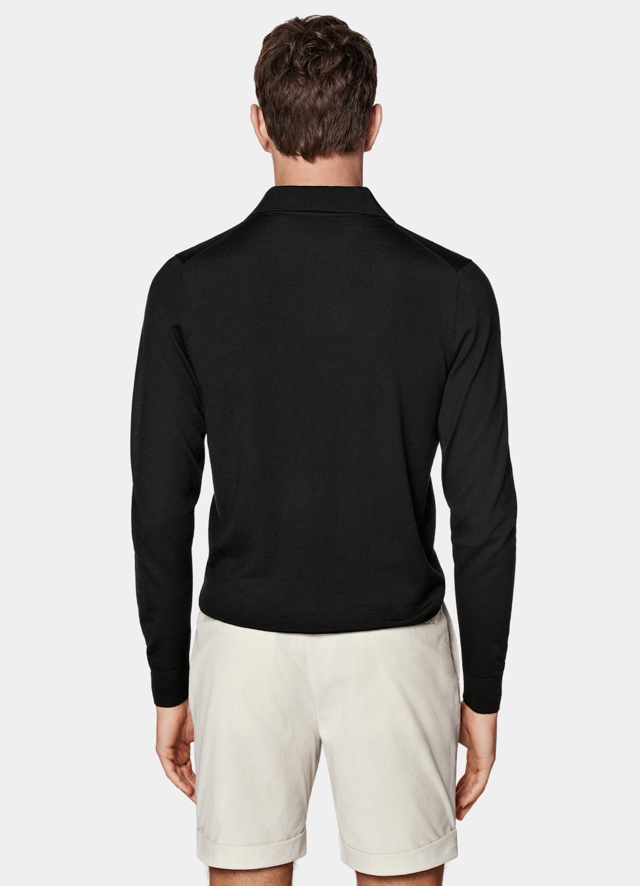 Polo manches longues Merino noir