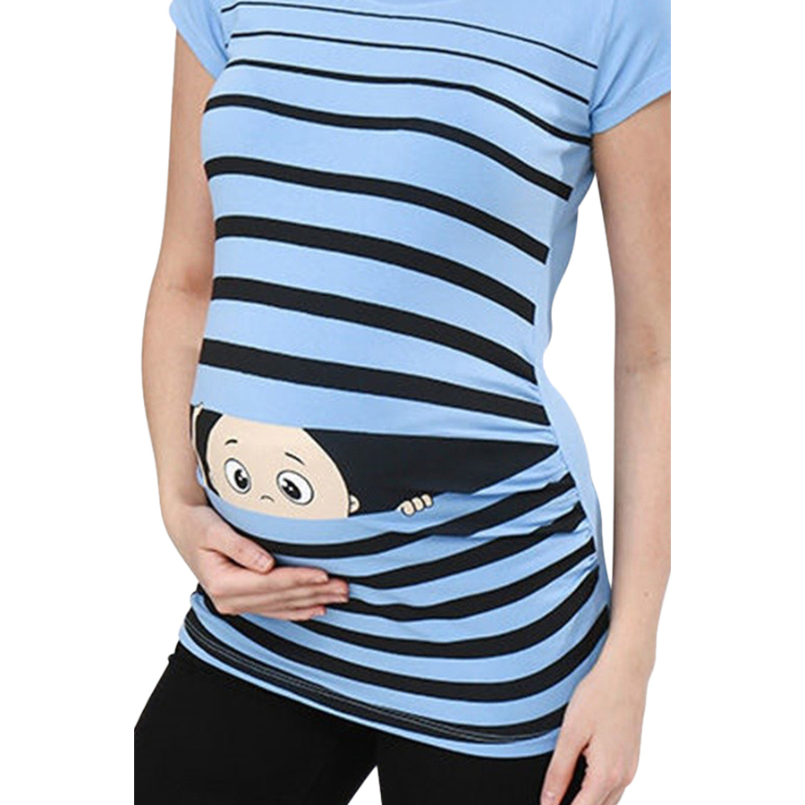 M.M.C. Umstandsshirt Guck Guck mit Motiv Babyblau