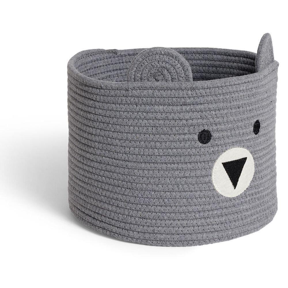Panière ourson gris Ø30x24cm