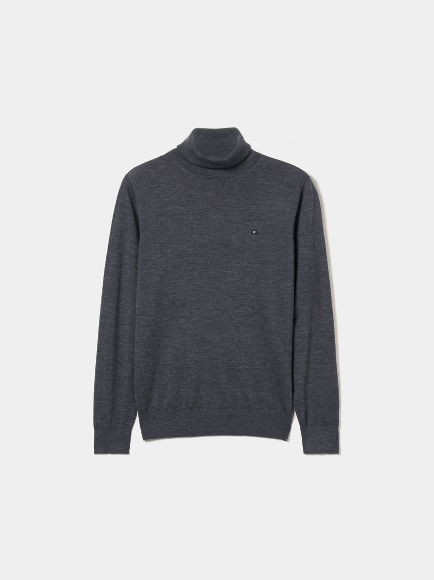Camisola gola alta 100% lã