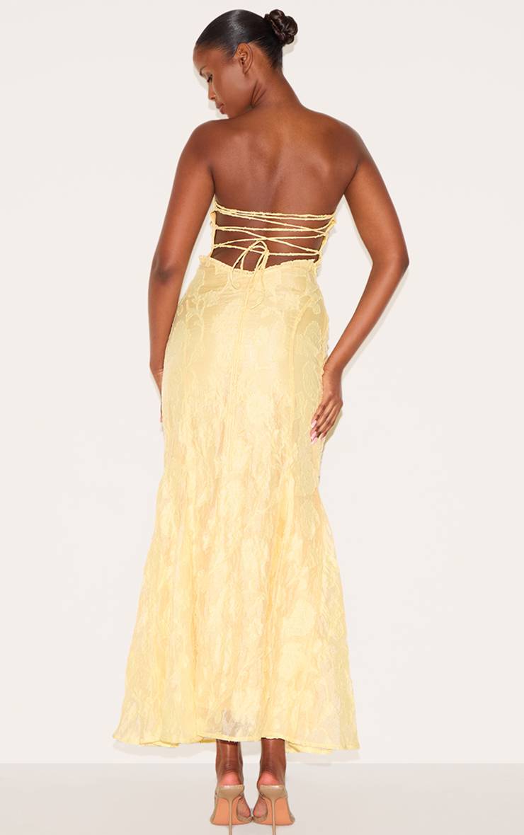 Citron Robe Maxi Texturée À Dos Lacé