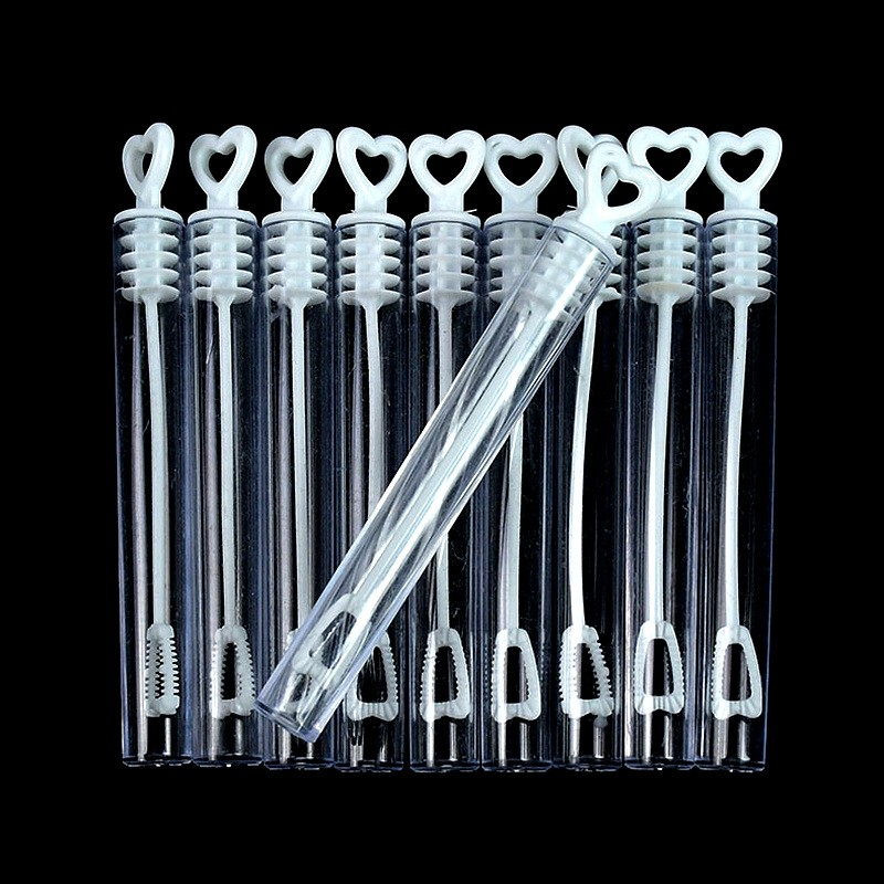 (24er Set) Herzförmige Seifenblasen Tube Party Deko Hochzeits Gastgeschenk - Transparent / Weiss