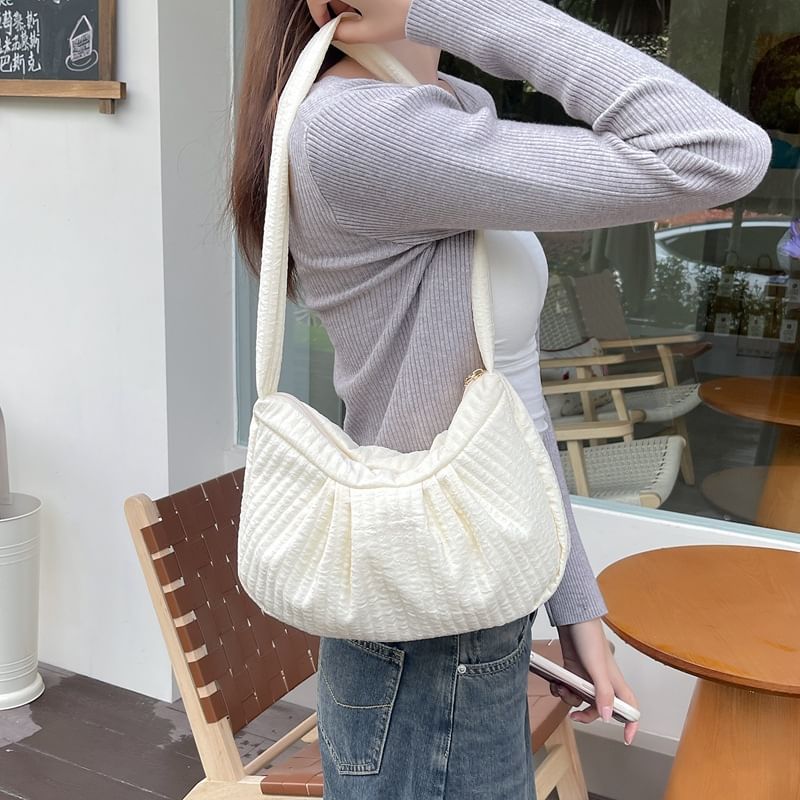 Milha - Effen getextureerde crossbody-/schoudertas