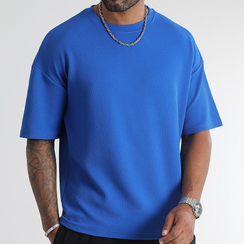 Tee Shirt Texturé Waffle Large 0419 Bleu Roi