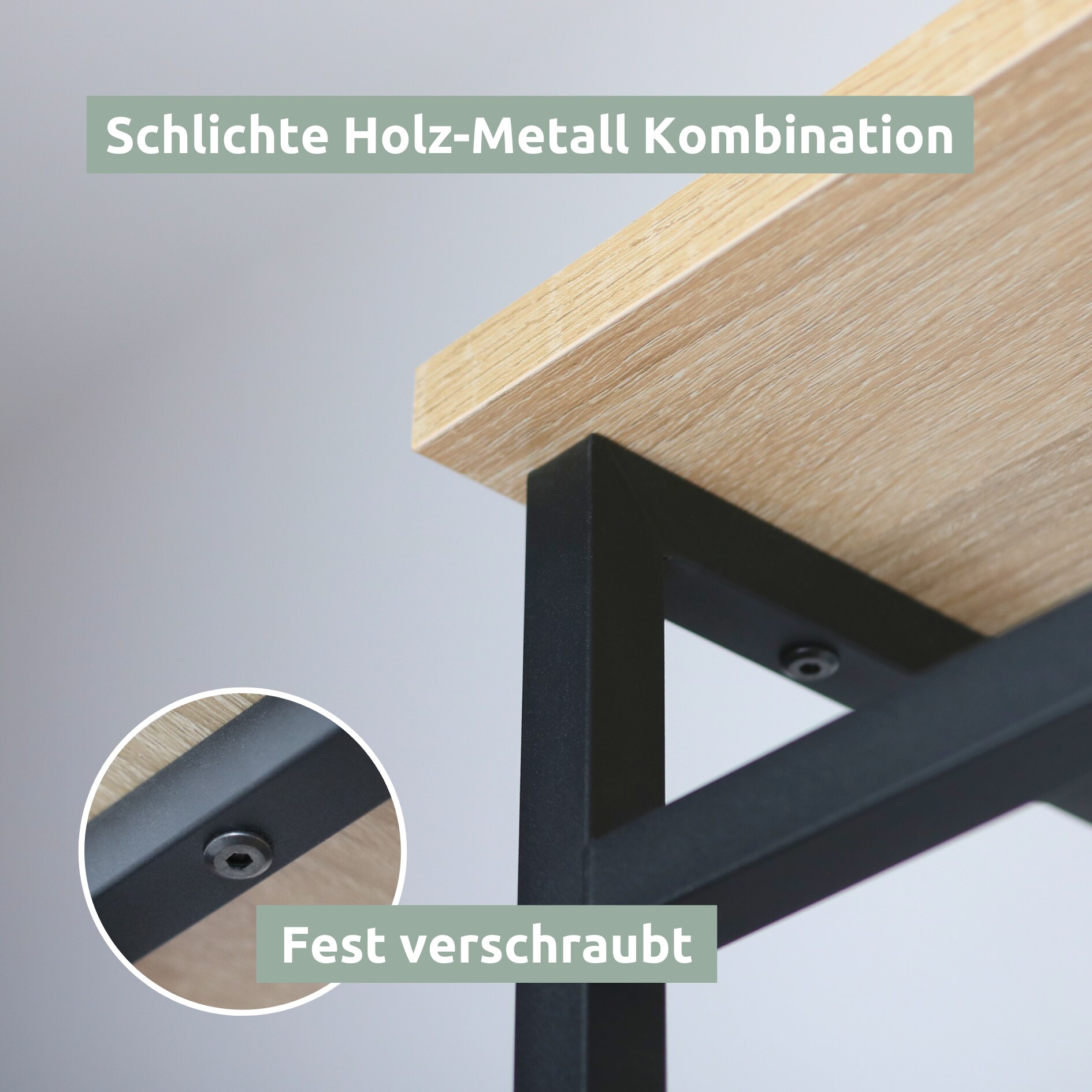 holz4home® Garderobe Sonoma Eiche - inkl. 3 Kleiderbügel aus Metall - Schwarz