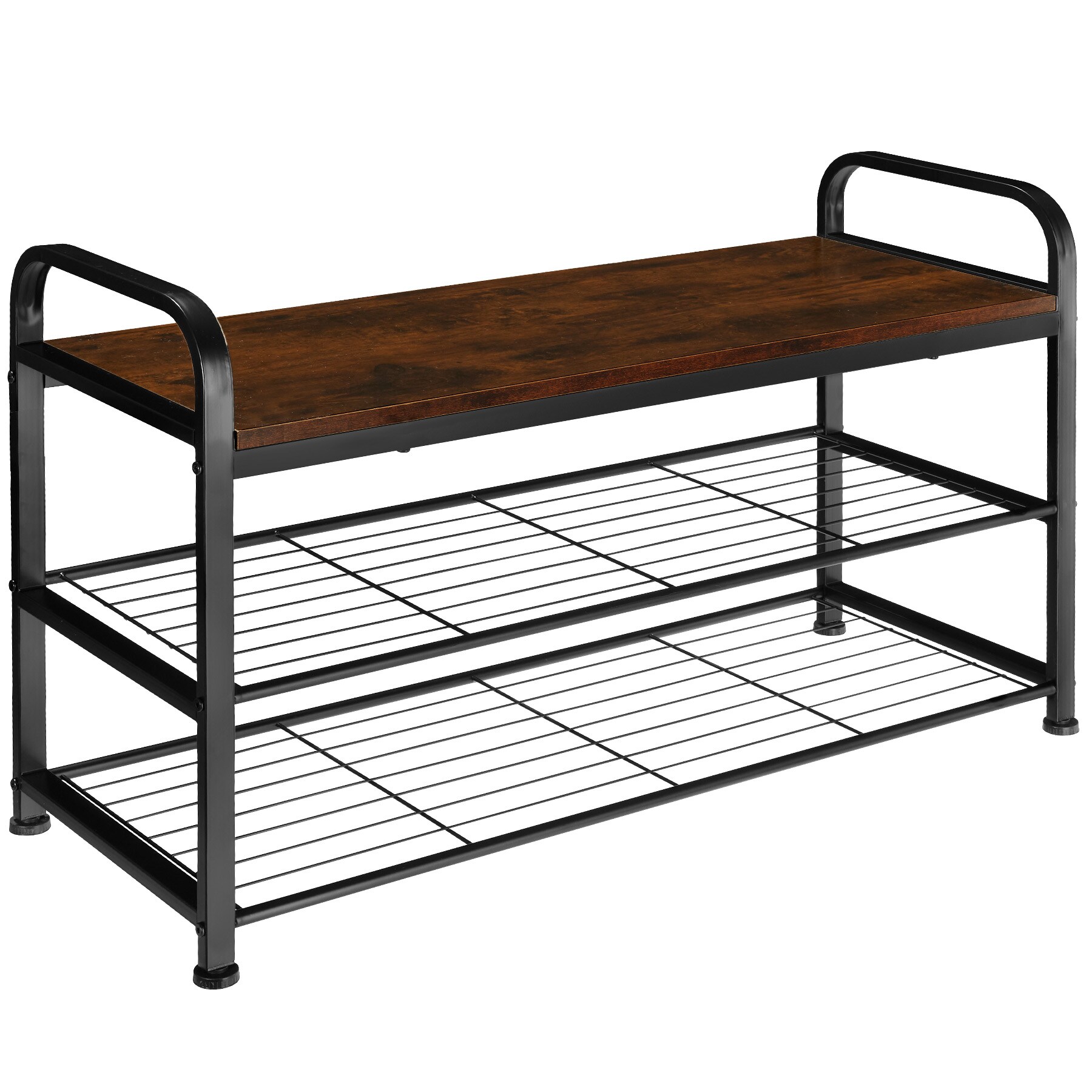 tectake® Schuhregal, Industrial Style, Ablage und 2 Gitterablagen, 91 x 36 x 55 cm