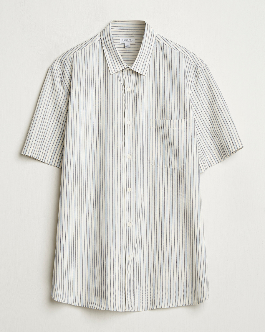 Sunspel Vintage Stripe Shirt Ecru/Denim