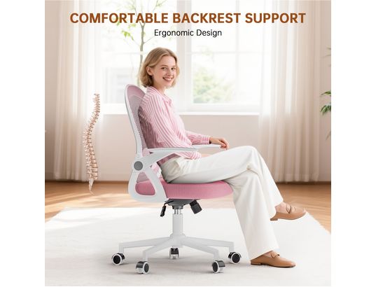 RATTANTREE - Chaise de bureau maille dossier moyen rose
