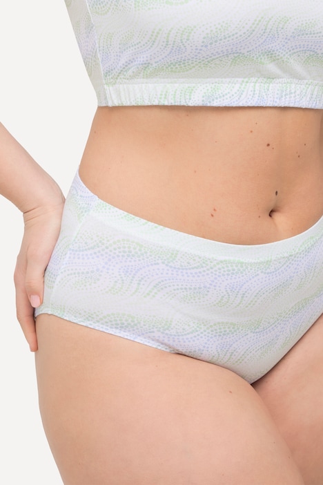 Midislips, 3er-Pack, Wellenmuster/uni