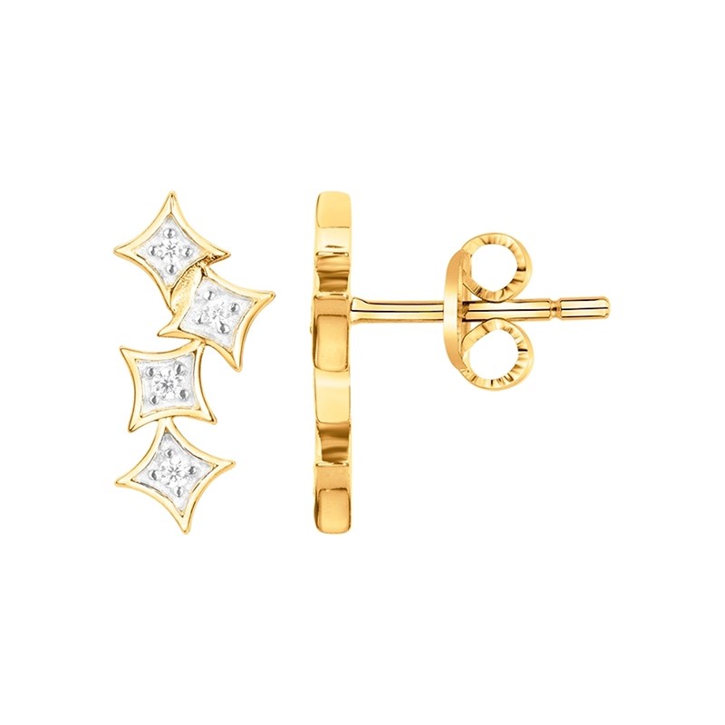 Boucles d'oreilles clous en Plaqué Or avec oxyde de zirconium blanc