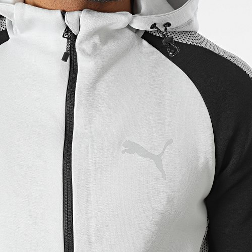 Sweat Zippé Capuche Evostripe 675930 Gris Noir