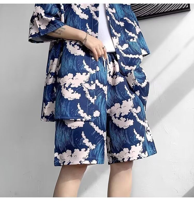 Zoslane - Set: Elleboogmouw print shirt + shorts