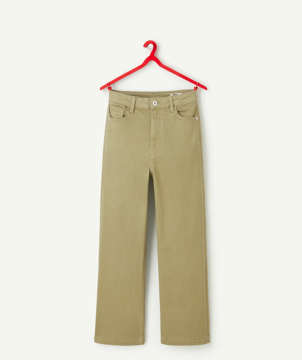 PANTALON WIDE LEG FILLE EN FIBRES RECYCLÉES KAKI