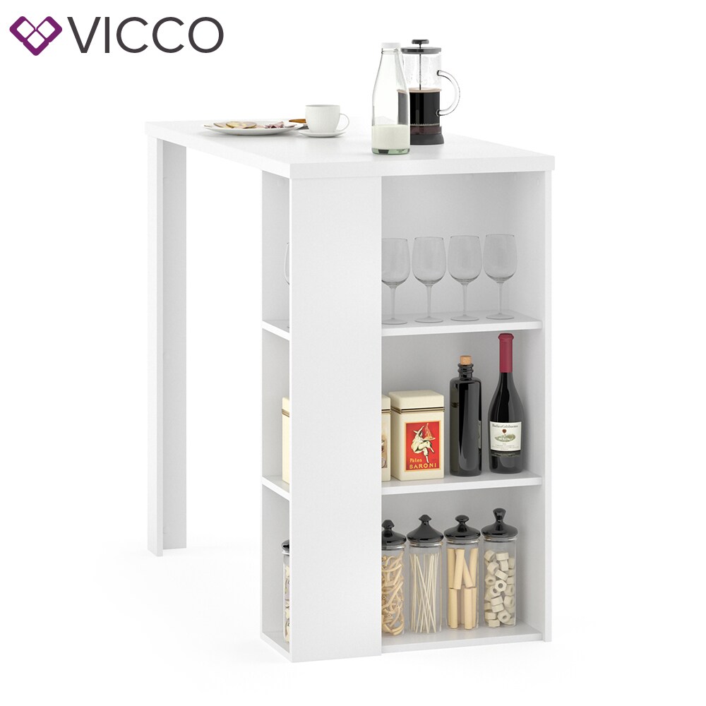 VICCO Bartisch NOEL Tresentisch Weiß Ablagefächer 120 x 105,6 x 60 cm