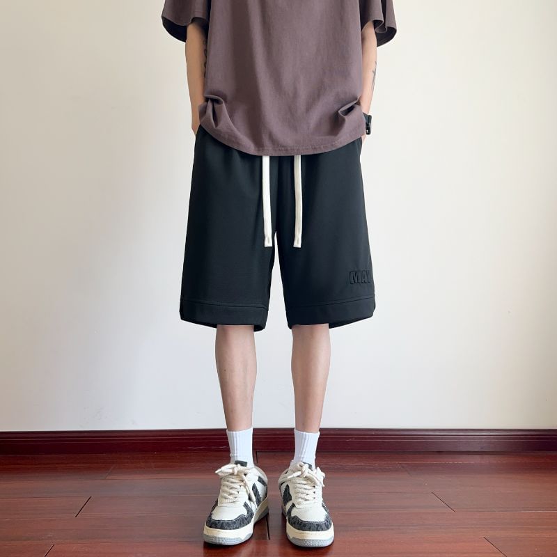 Obikan - Sweatshorts met trekkoord in de taille, effen letters en reliëf