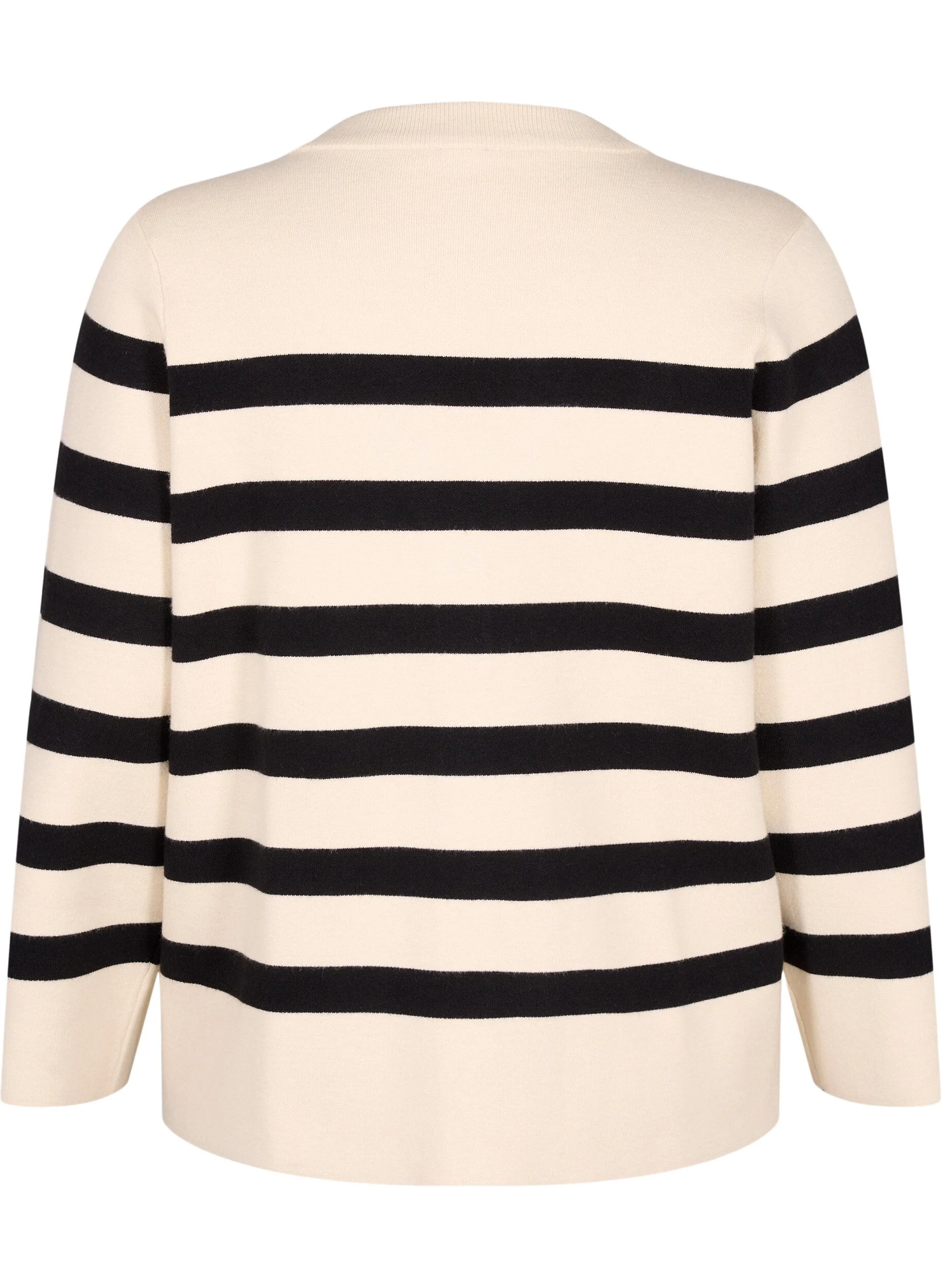 Stribet strikcardigan med v-hals
