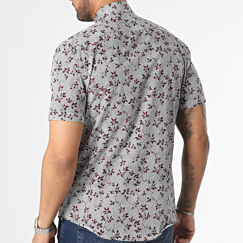 Chemise Manches Courtes Gris Chiné Floral