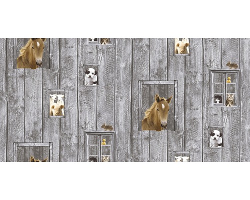 Vliesbehang 35842-1 Little Stars houtgrijs paard